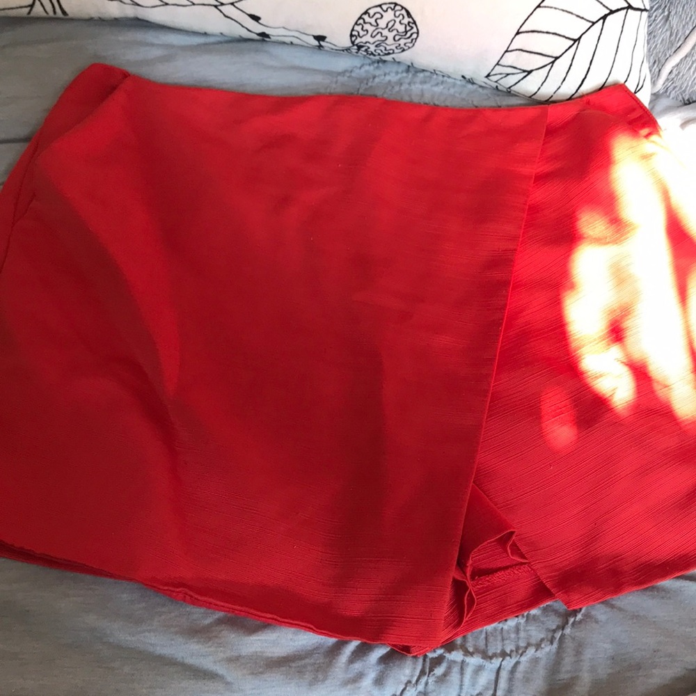 Topshop Red Wraparound Skort